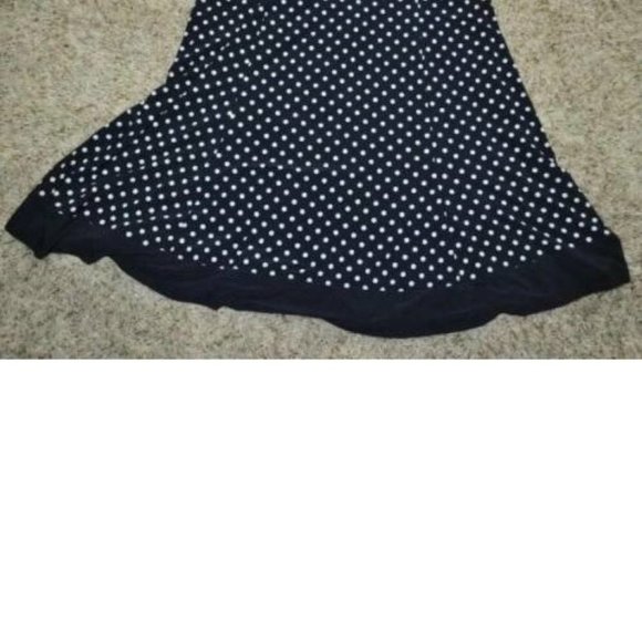 Womens Dress Chaps Blue Polka Dot 22W Fit & Flare Party Stretch Lined V-Neck - Picture 3 of 6